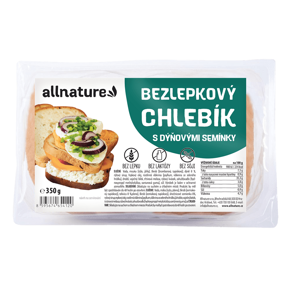 ALLNATURE Bezlepkový chlebík s tekvicovými semienkami 350 g