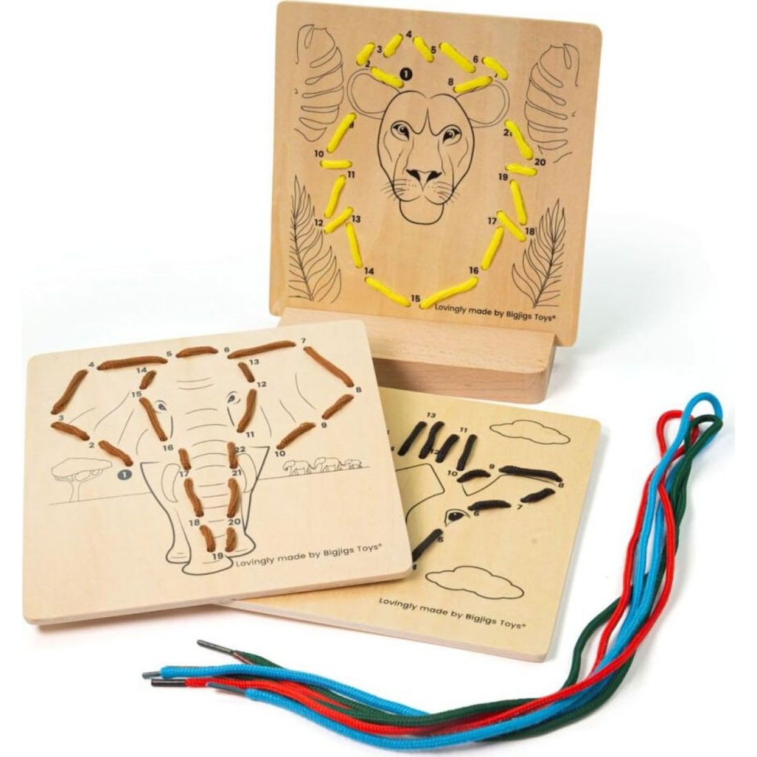 Bigjigs Toys Prevliekanie podľa čísiel Divoké zvieratá