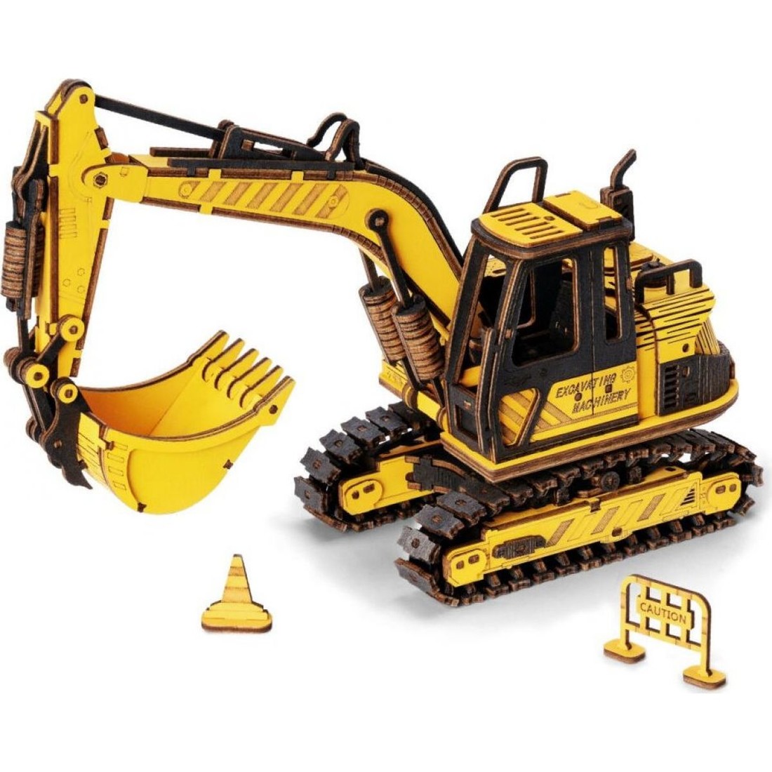 RoboTime Drevené 3D puzzle Bager