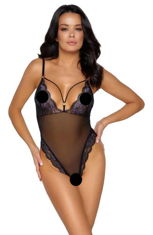 Cottelli - open lace body (black-purple)
