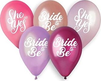 Balóniky latexové 33 cm – „bride to be“ – „she said yes“ – rozlúčka so slobodou – 5 ks