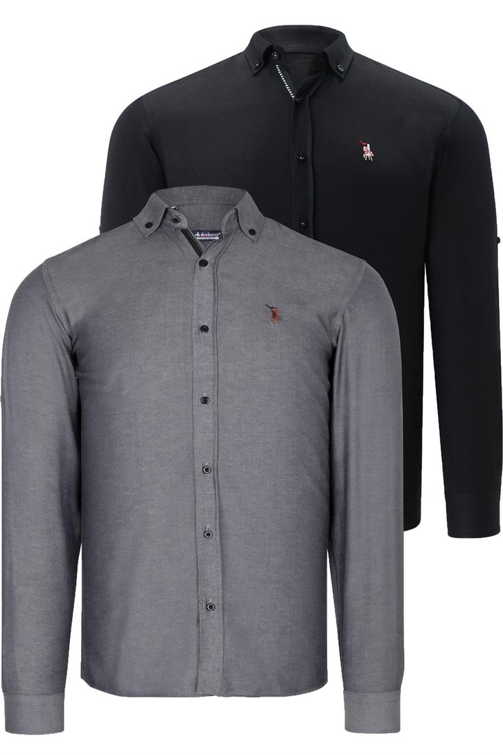 DUAL SET G674 DEWBERRY MENS SHIRTS-BLACK-SMOKED
