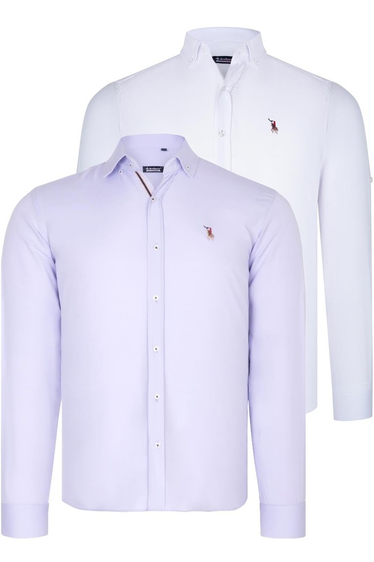 DUAL SET G674 DEWBERRY MENS SHIRTS-WHITE-LILAC