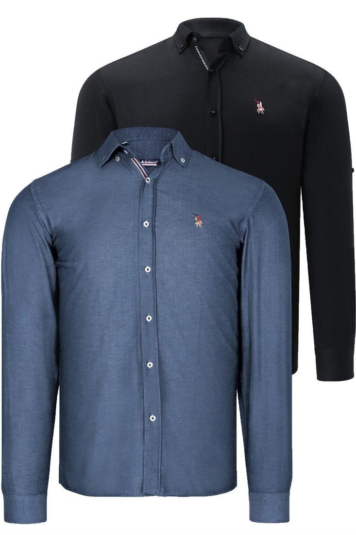 DUAL SET G674 DEWBERRY MENS SHIRTS-BLACK-OIL