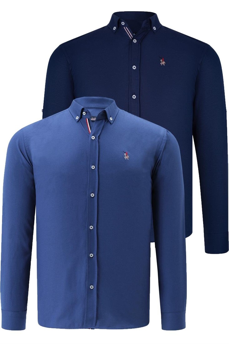 DUAL SET G674 DEWBERRY MENS SHIRTS-NAVY BLUE-INDIGO