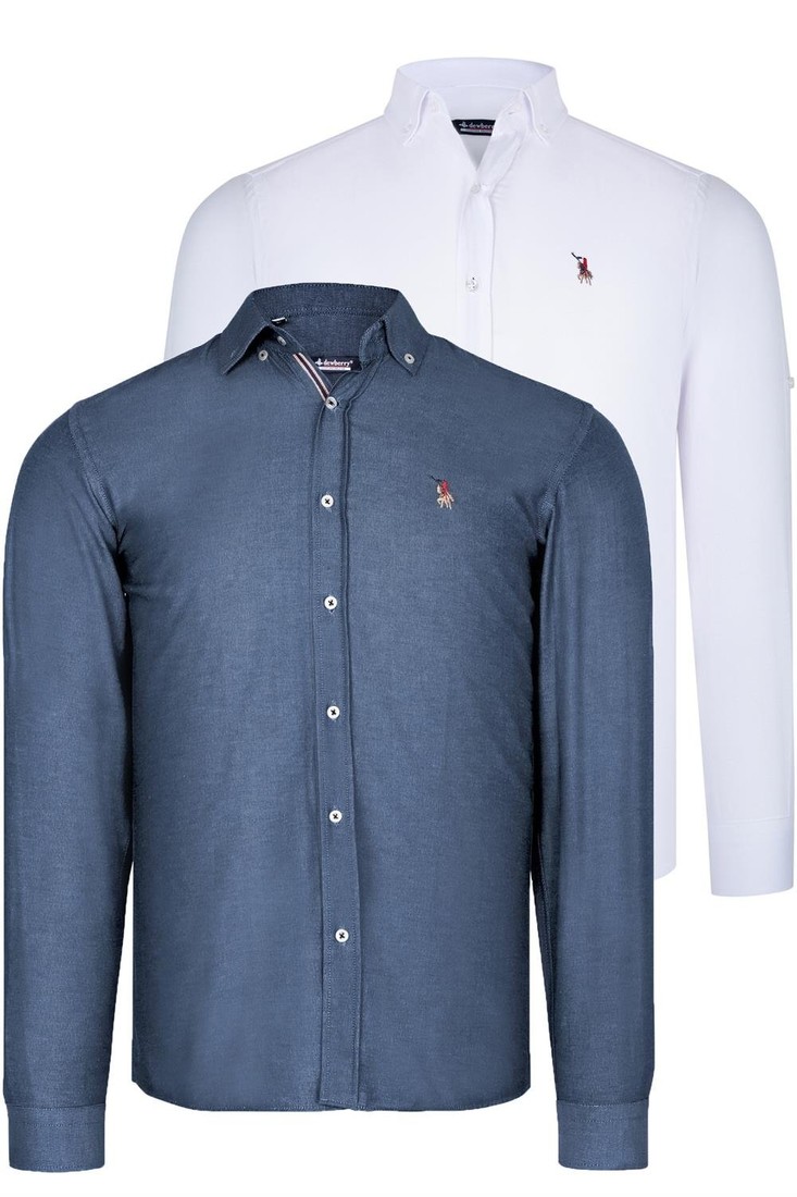 DUAL SET G674 DEWBERRY MENS SHIRTS-WHITE-OIL