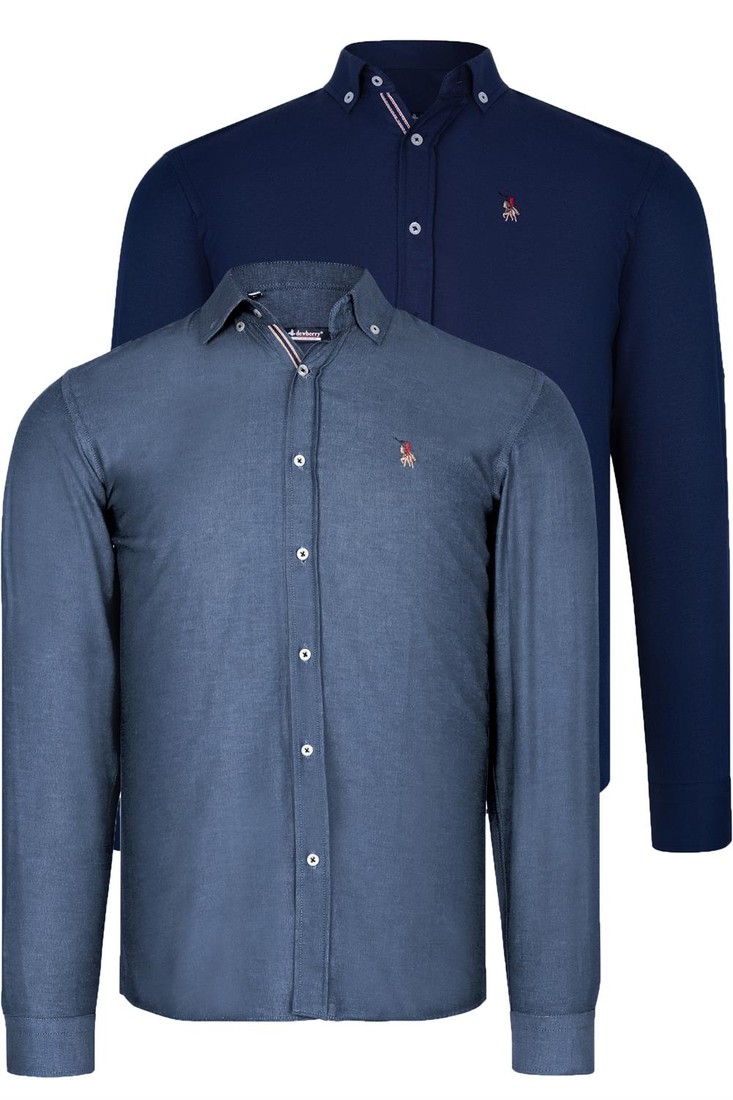 DUAL SET G674 DEWBERRY MENS SHIRTS-NAVY BLUE-OIL