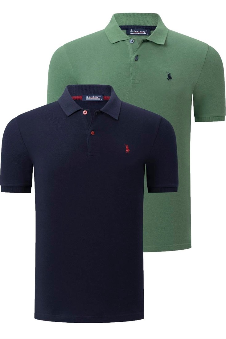 DUAL SET T8561 DEWBERRY MENS TSHIRT-NAVY BLUE-LIGHT KHAKI
