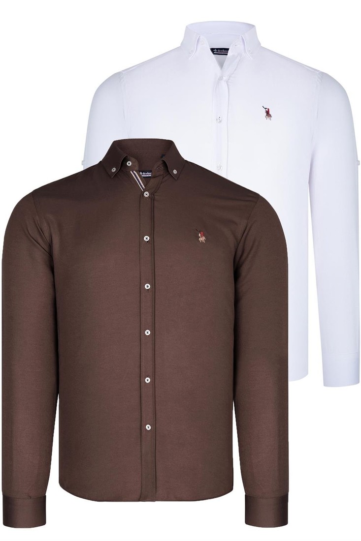 DUAL SET G674 DEWBERRY MENS SHIRTS-WHITE-EARTH