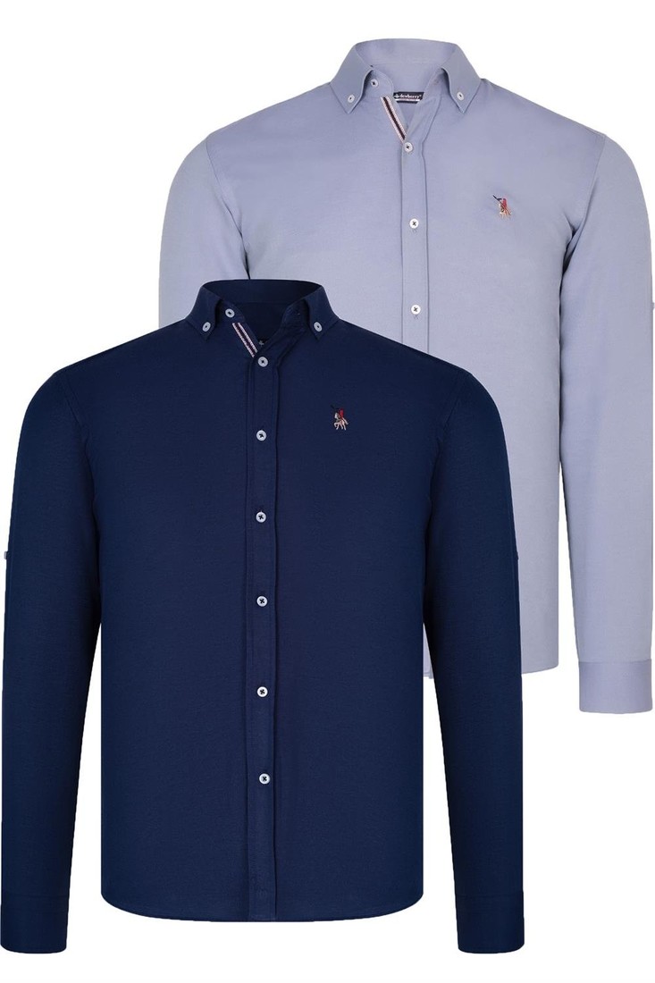 DUAL SET G674 DEWBERRY MENS SHIRT-NAVY BLUE - GREY