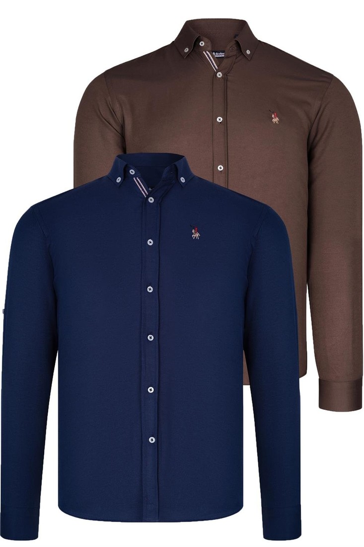 DUAL SET G674 DEWBERRY MENS SHIRT-NAVY BLUE-EARTH