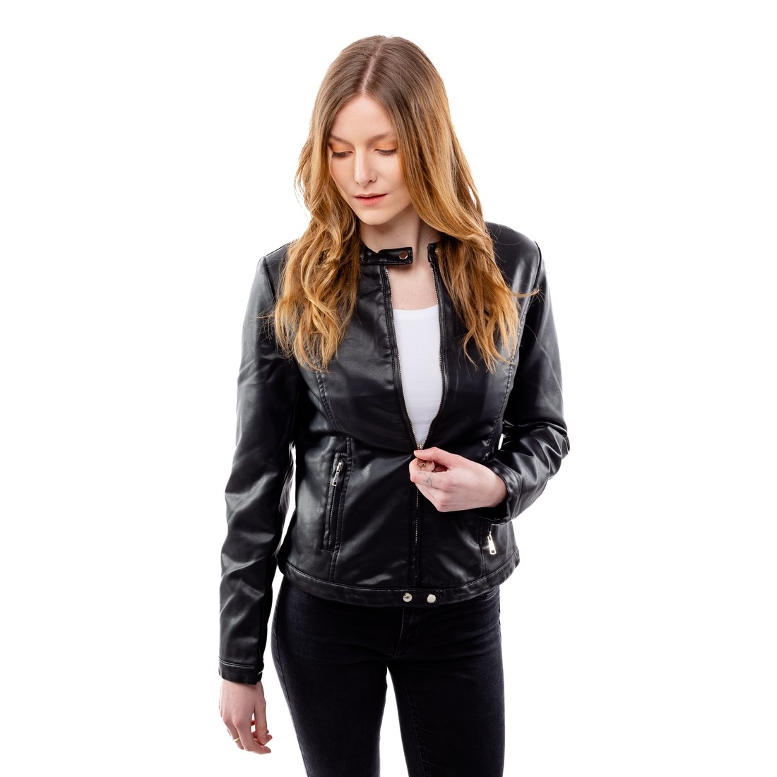 Women's Leatherette Jacket GLANO - Black