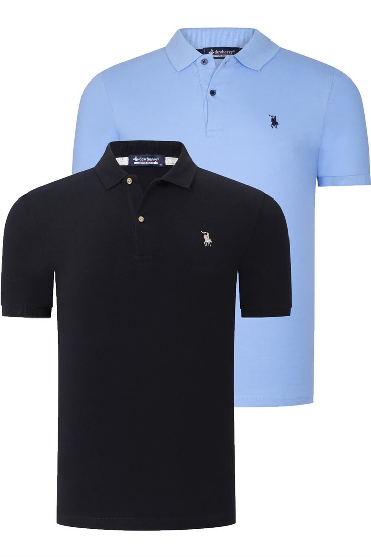 DUAL SET T8561 DEWBERRY MENS TSHIRT-BLACK-LIGHT BLUE