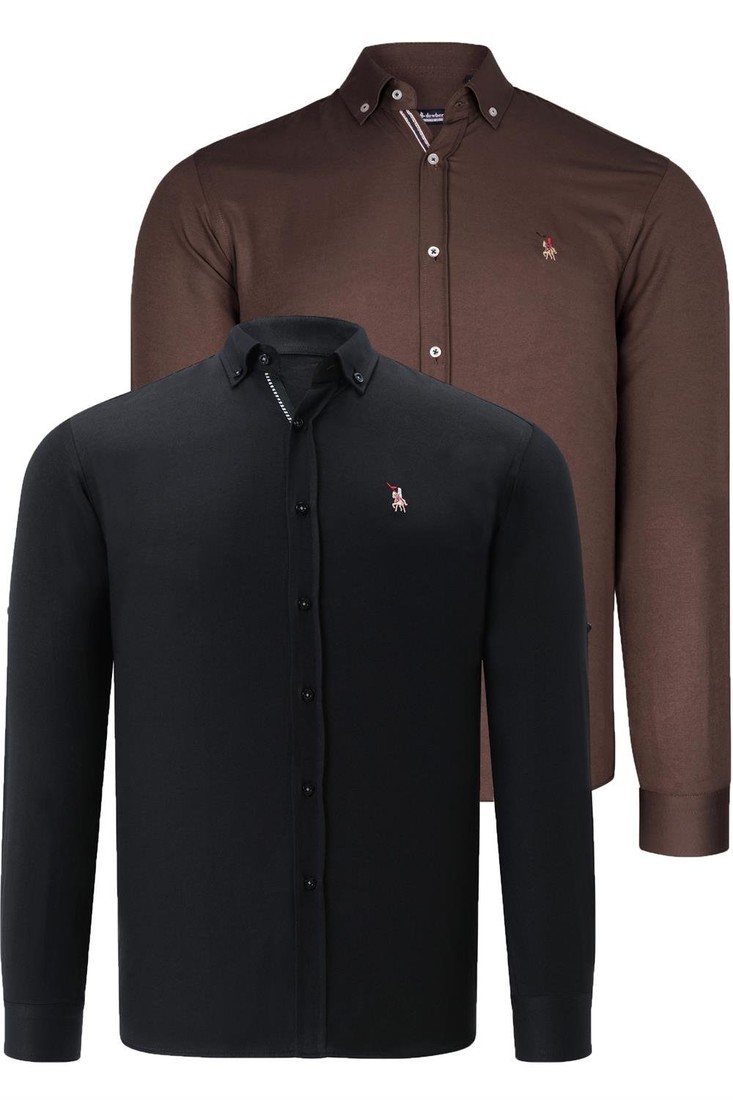 DUAL SET G674 DEWBERRY MENS SHIRTS-BLACK-EARTH