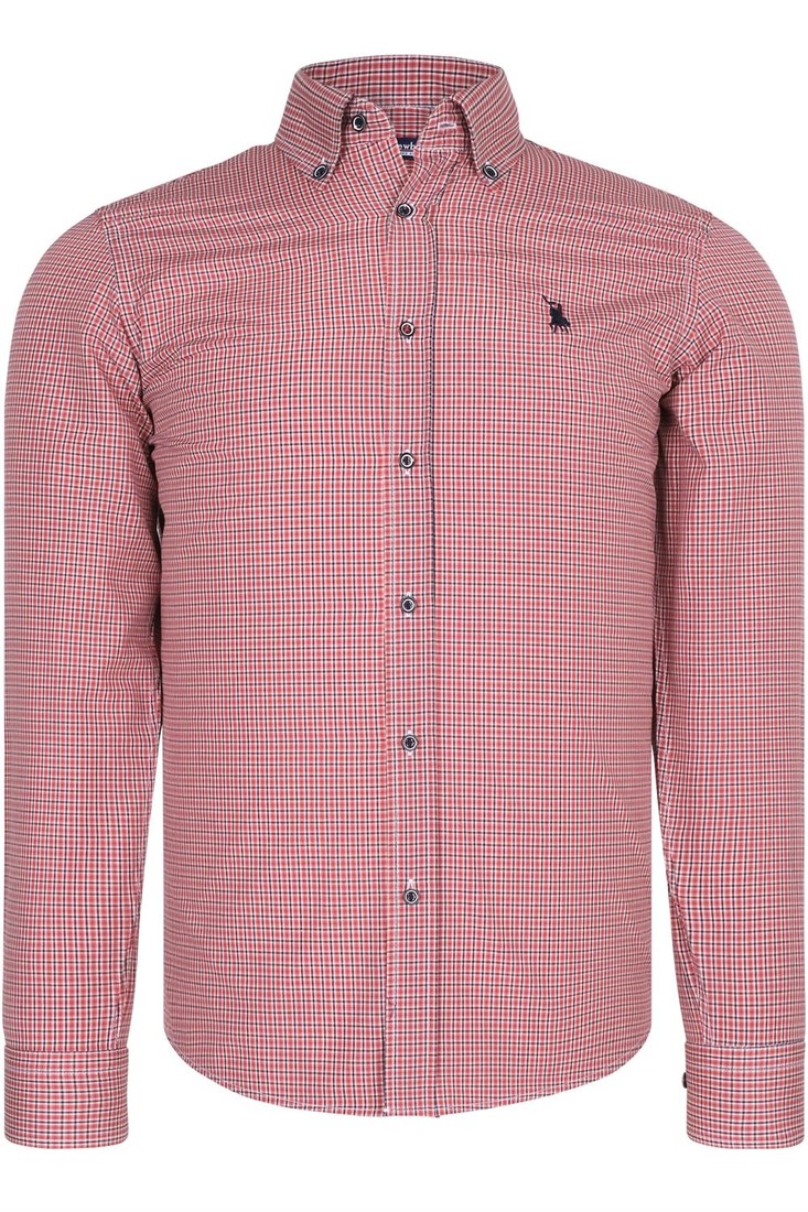 G769 DEWBERRY MENS SHIRT-LIGHT BURGUNDY-NAVY BLUE