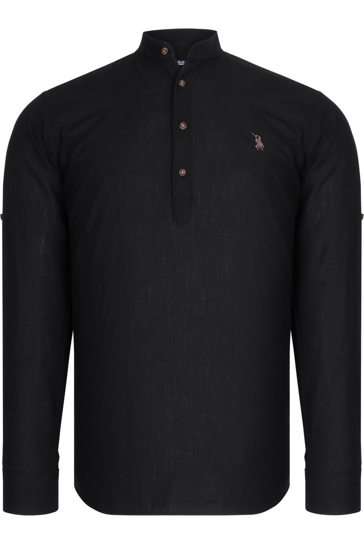G783 DEWBERRY HAKIM COLLAR MEN'S SHIRT-BLACK