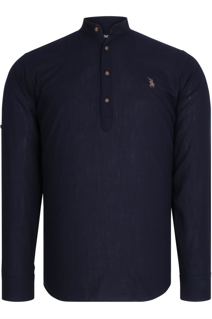 G783 DEWBERRY HAKIM COLLAR MEN'S SHIRT-NAVY BLUE