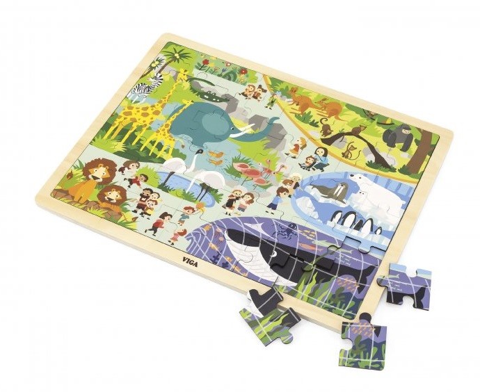 Viga Drevené puzzle Zoo 48ks