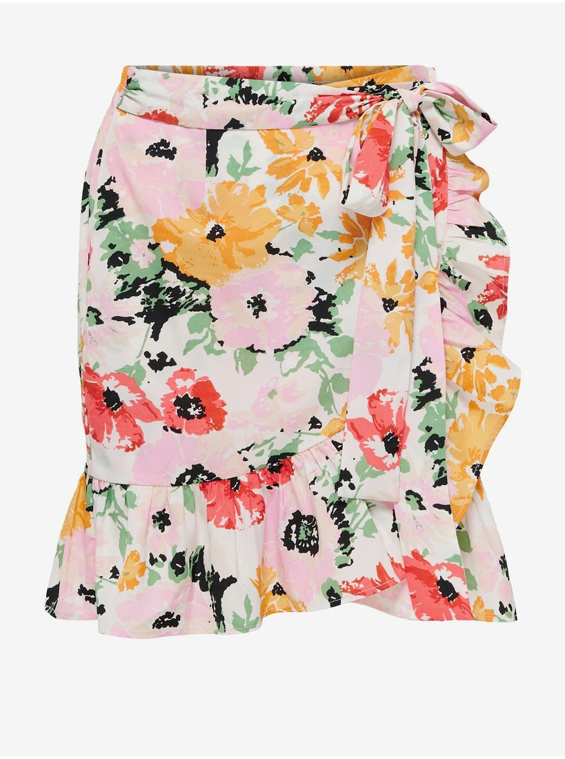 White Ladies Floral Wrap Skirt ONLY Olivia - Ladies