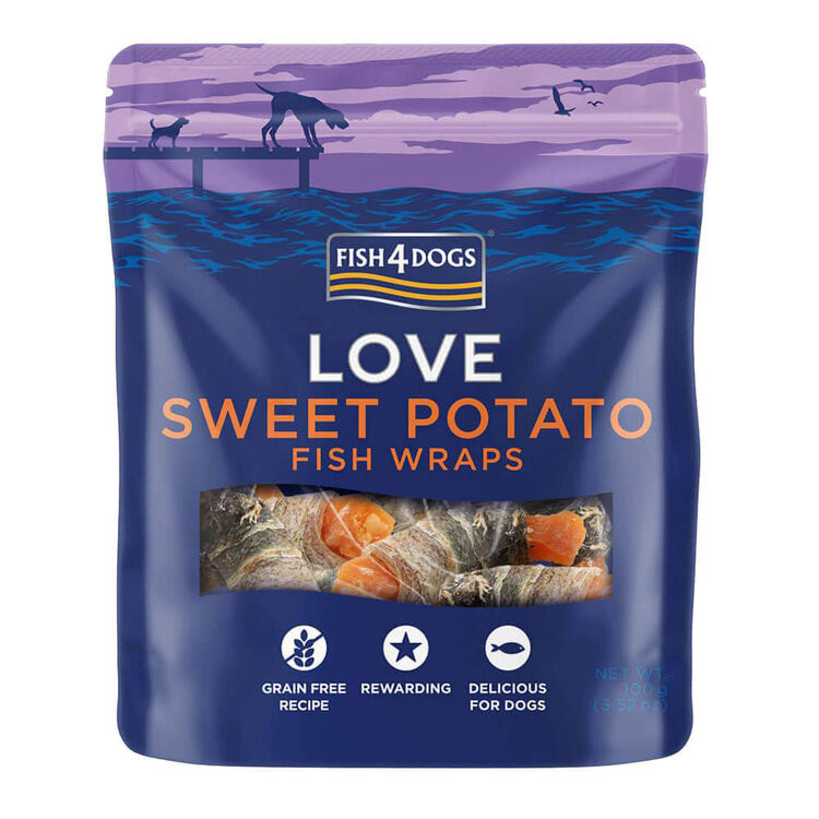 FISH4DOGS Maškrty pre psov rybie závitky s batátom 100g