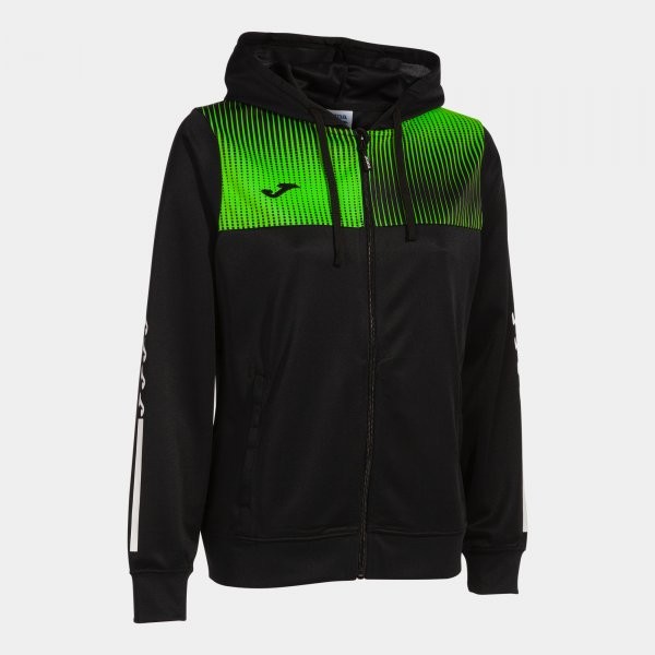 ECO SUPERNOVA ZIP-UP HOODIE BLACK FLUOR GREEN 2XS