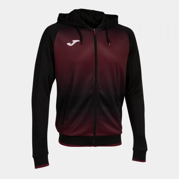 TIGER V ZIP-UP HOODIE BLACK BURGUNDY 2XS