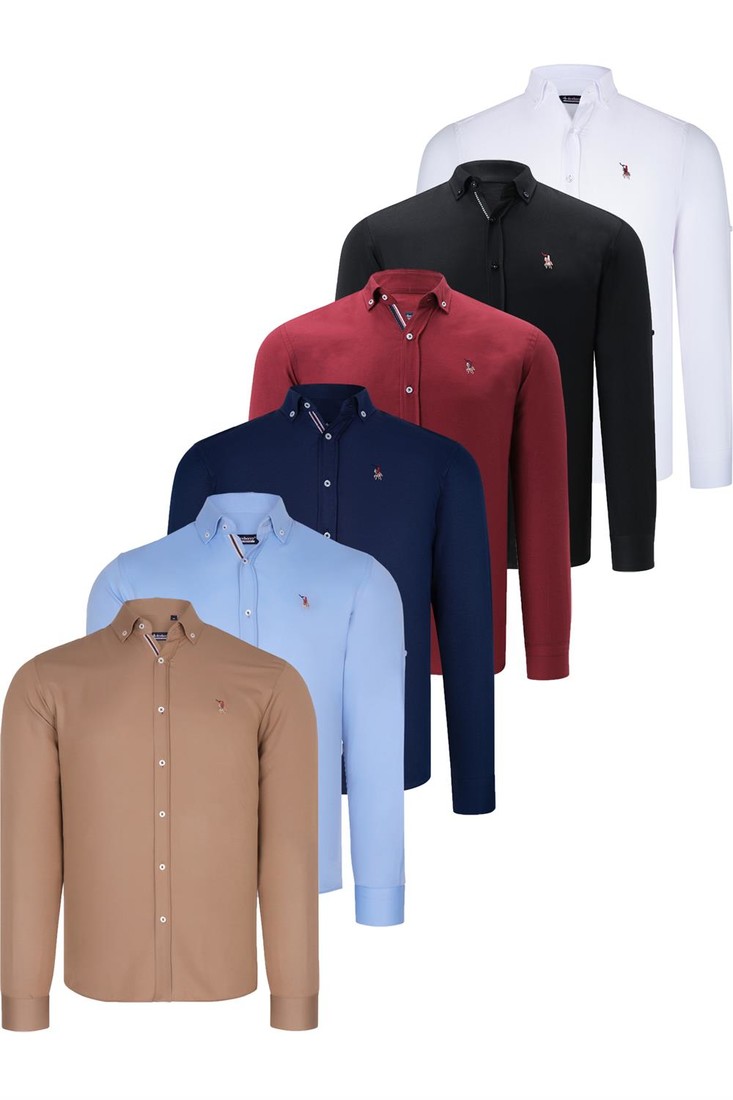 SIX SET G674 DEWBERRY MENS SHIRTS-BLACK-WHITE-NAVY BLUE-CAMEL-BURGUNDY-BABY BLUE