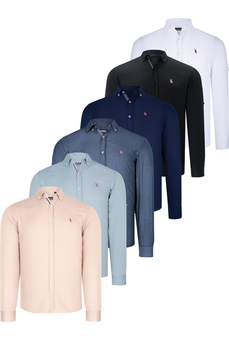 SIX SET G674 DEWBERRY MENS SHIRTS-BLACK-WHITE-NAVY BLUE-OIL-WATER GREEN-BEIGE