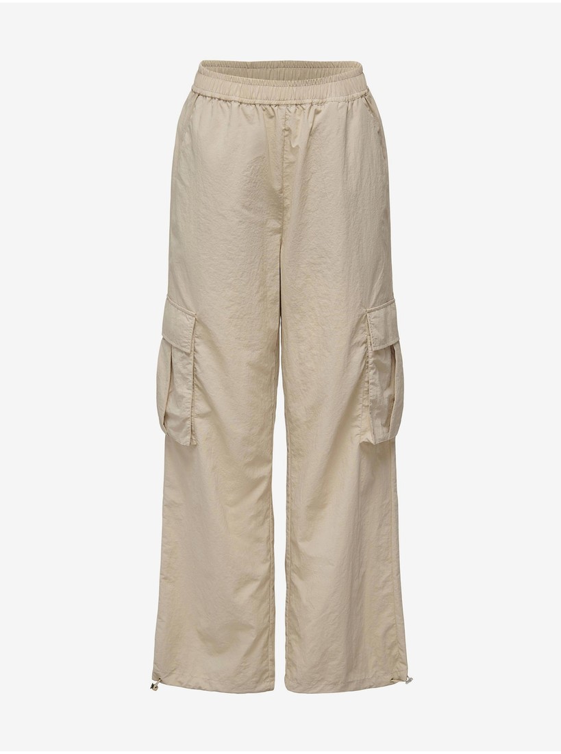 Beige Ladies Rustle Trousers with Pockets ONLY Karin - Ladies