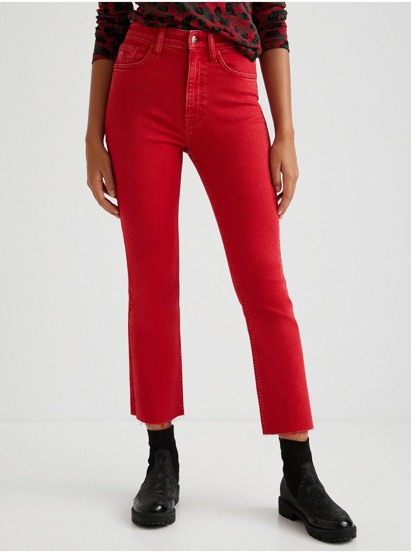 Red Womens Shortened Bootcut Jeans Desigual Lainta - Women