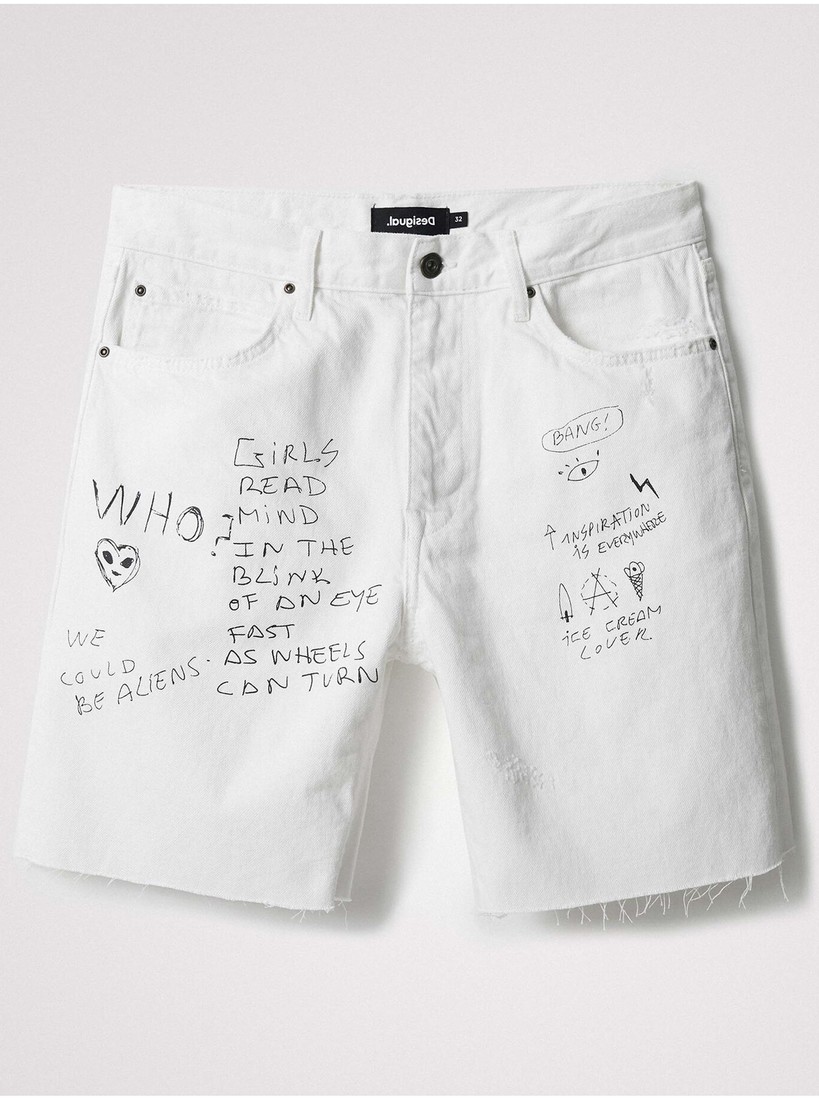White Mens Denim Shorts Desigual Ray - Men