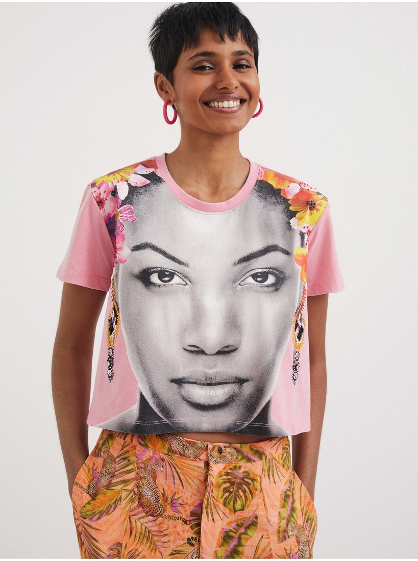 Light pink Desigual Face Women's T-Shirt - Women