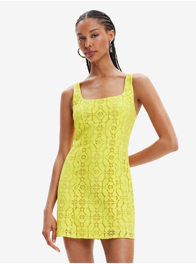 Yellow Ladies Lace Dress Desigual Newcastle - Women