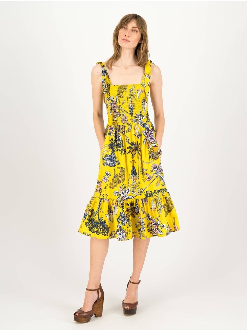 Yellow Women Floral Dress Blutsgeschwister Seaside Picknick Love - Women