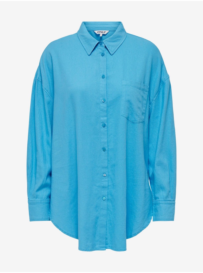 Blue Ladies Linen Shirt ONLY Corina - Ladies