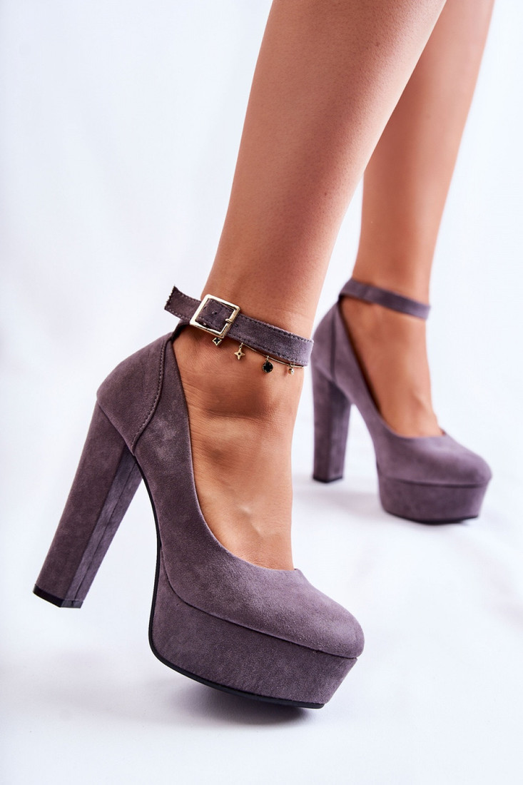 Dámske lodičky na podpätku s platformou JM6057 tmavo šedá - Sweet Shoes 35 tmavě šedá
