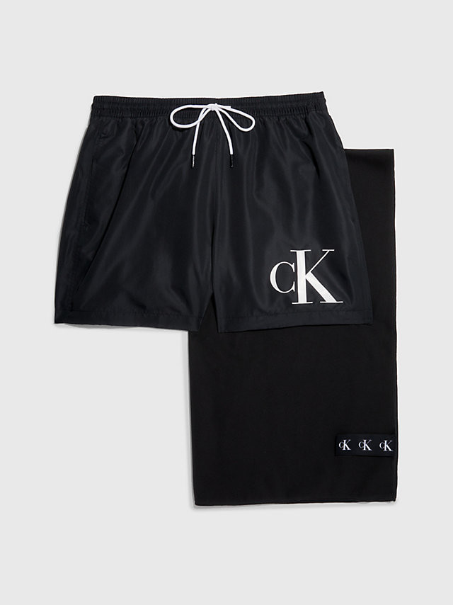 Darčekové balenie pánskych plaviek a uteráka KM0KM00849 BEH čierna - Calvin Klein M