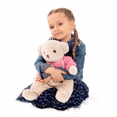 Plyšový medvídek, smetanová / růžová 45cm, Maden BOY TYP1