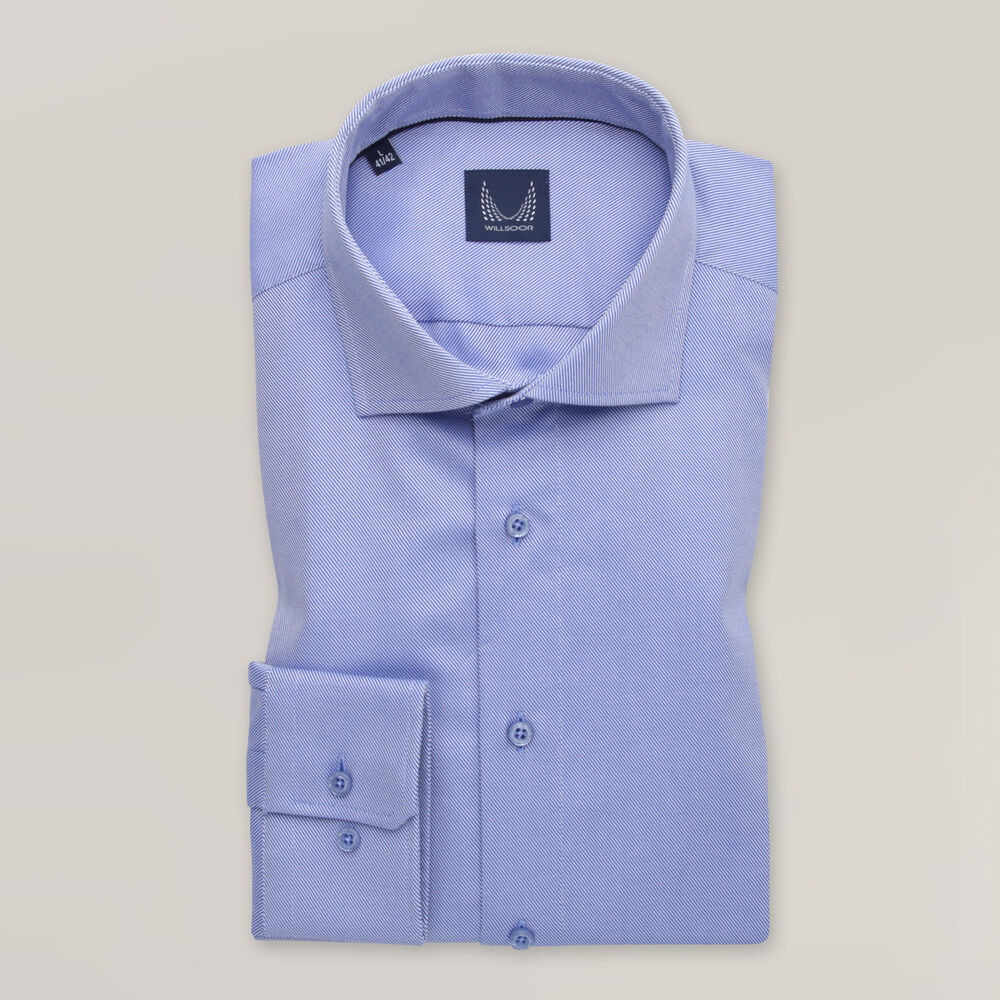 Pánska slim fit košeľa svetlomodrá s jemným pruhovaným vzorom 15269