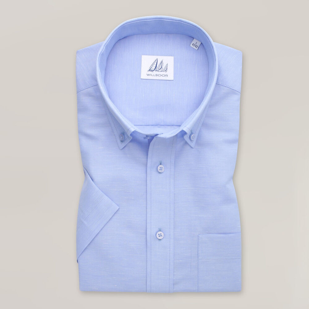 Pánska košeľa slim fit svetlomodrá s hladkým vzorom 15331