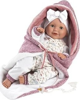 Llorens 74040 New Born – žmurkajúca reálna bábika so zvukmi a mäkkým látkovým telom – 42 cm