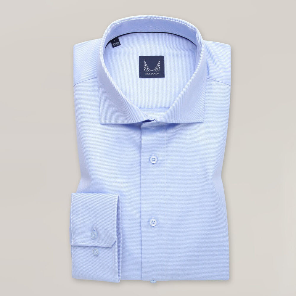 Pánska slim fit košeľa svetlomodrá s jemným pásikom 15271