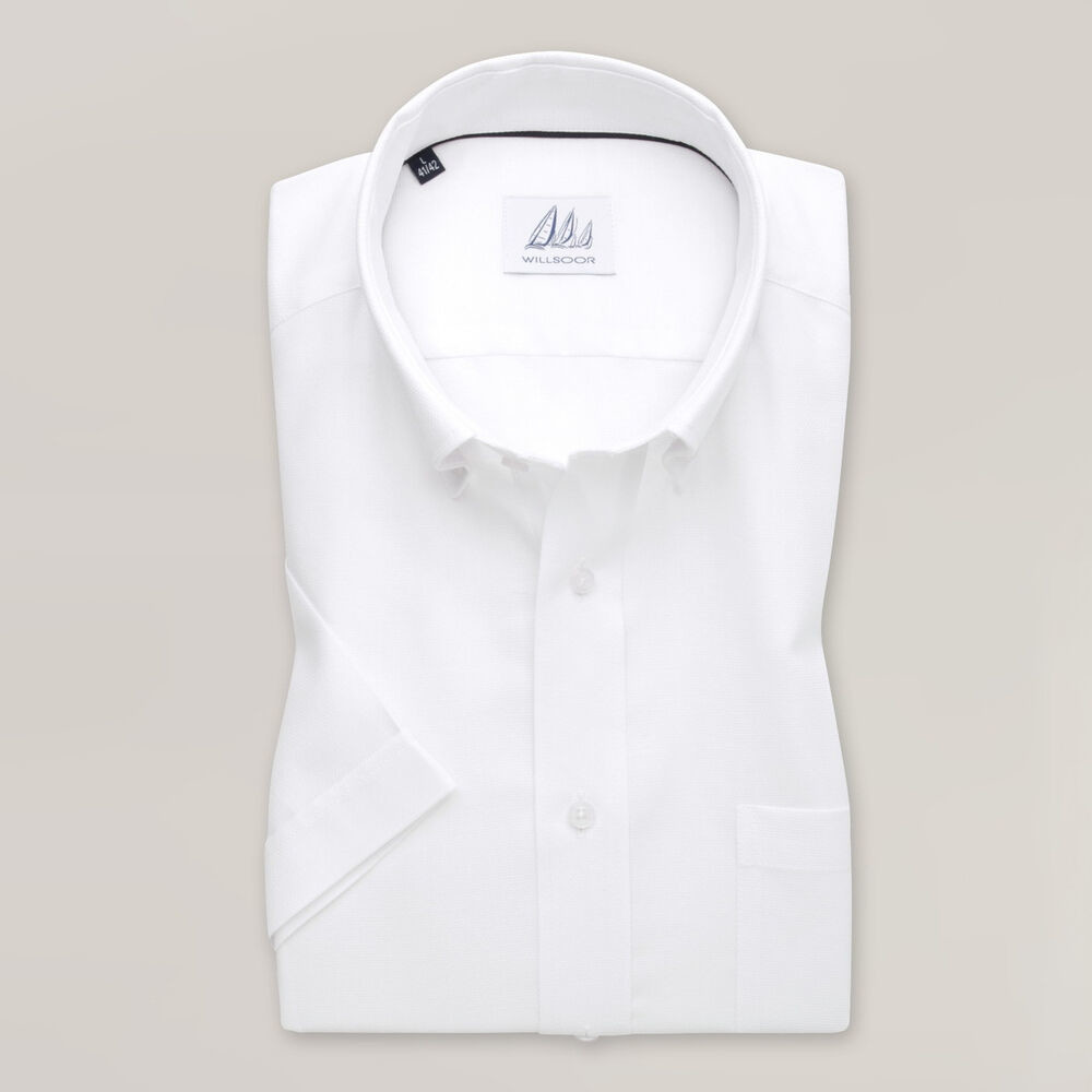 Pánska košeľa slim fit biela s hladkým vzorom 15273