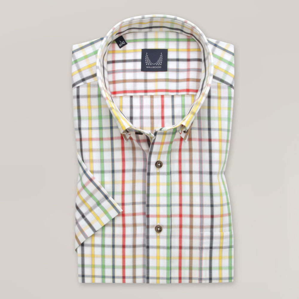 Pánska slim fit košeľa s farebným károvaným vzorom 15278