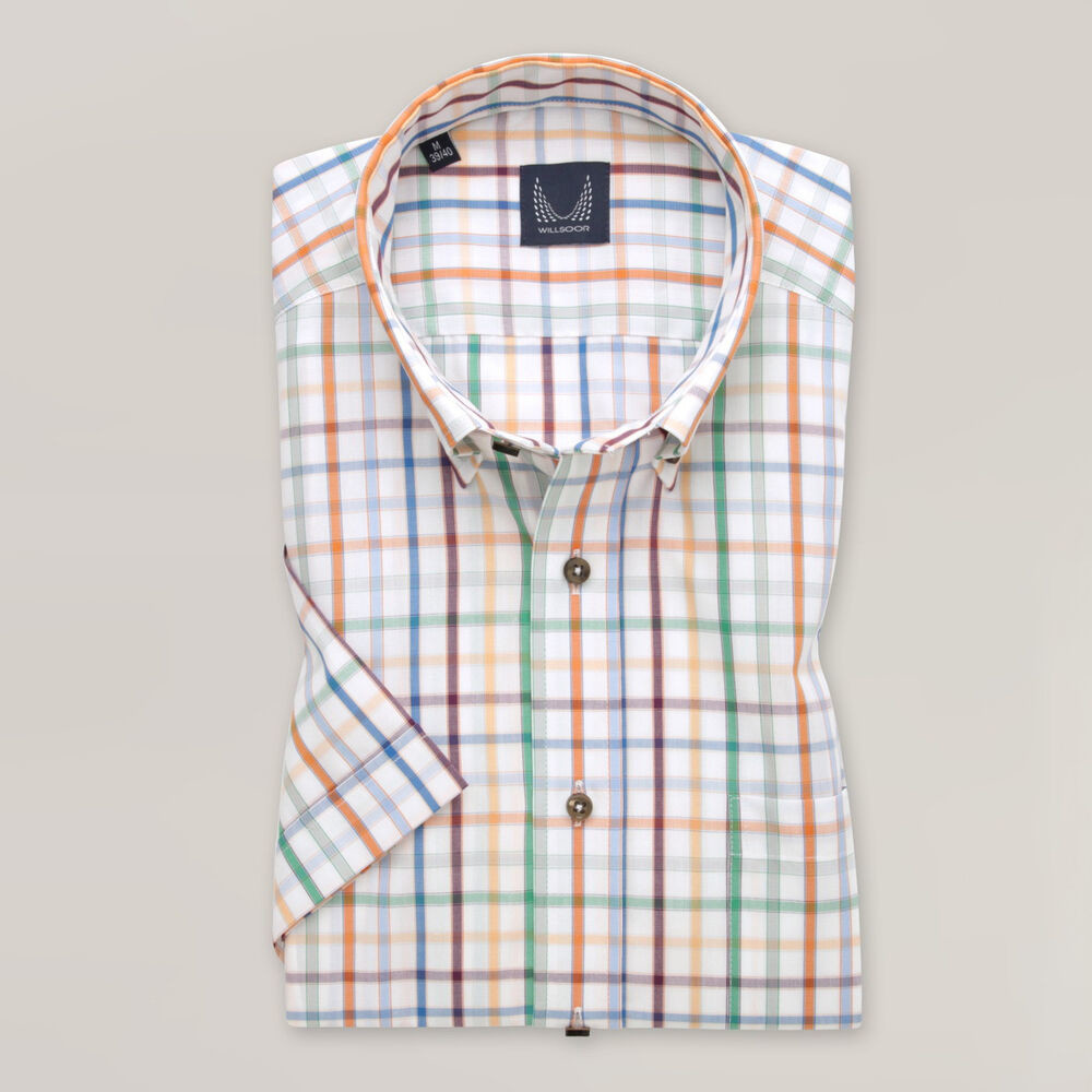 Pánska slim fit košeľa s farebným károvaným vzorom 15280