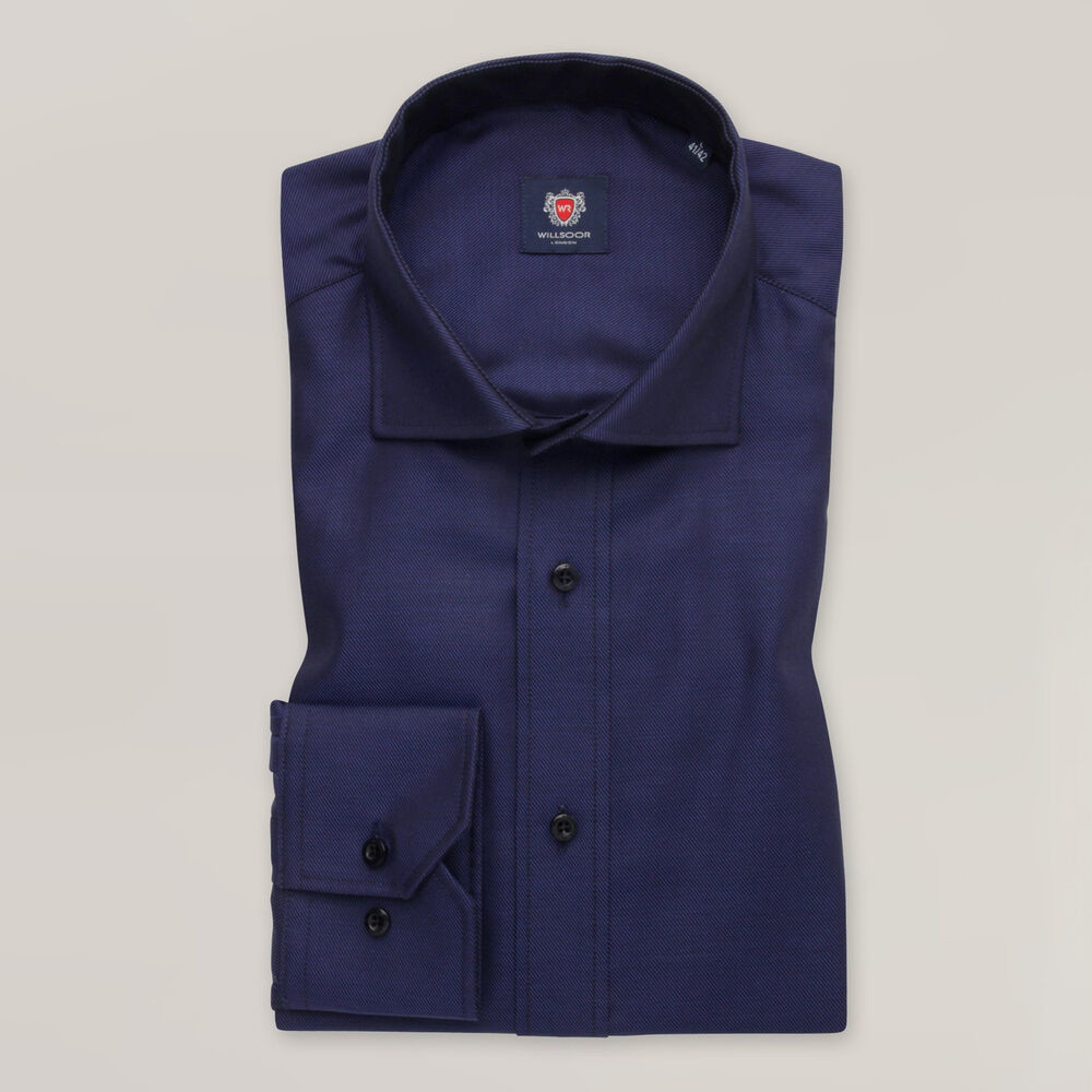 Klasická pánska košeľa tmavomodrá s pruhovaným vzorom 15290