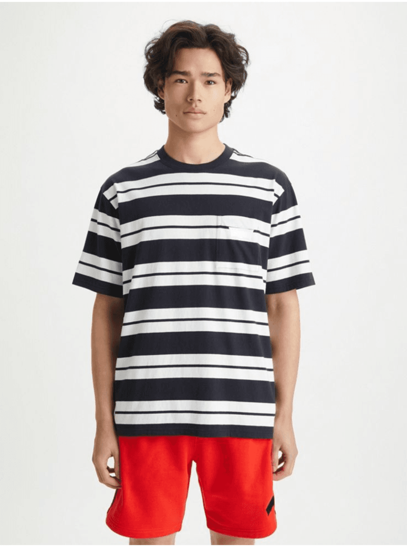 Levi's White Mens Striped T-Shirt Levi's® Stay Loose Graphic PKT T Stri - Men