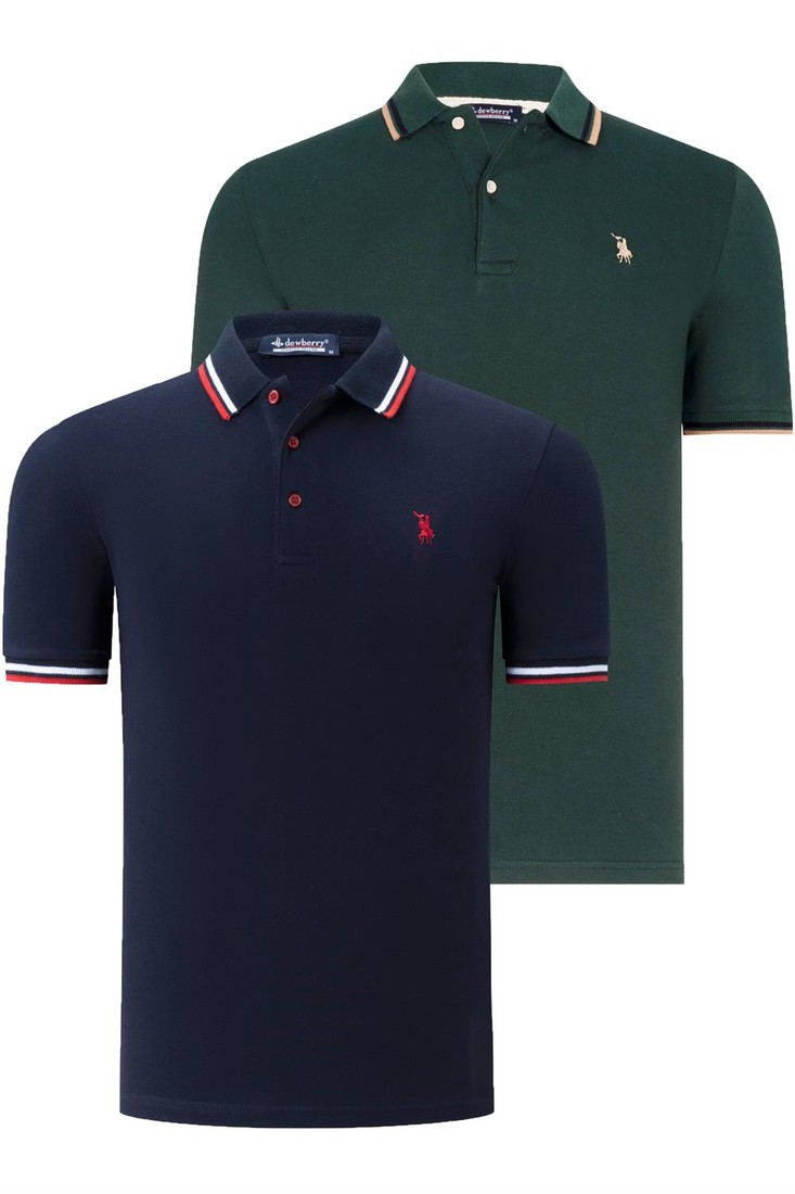 DUAL SET T8594 DEWBERRY MENS T-SHIRT-NAVY BLUE-NEFT