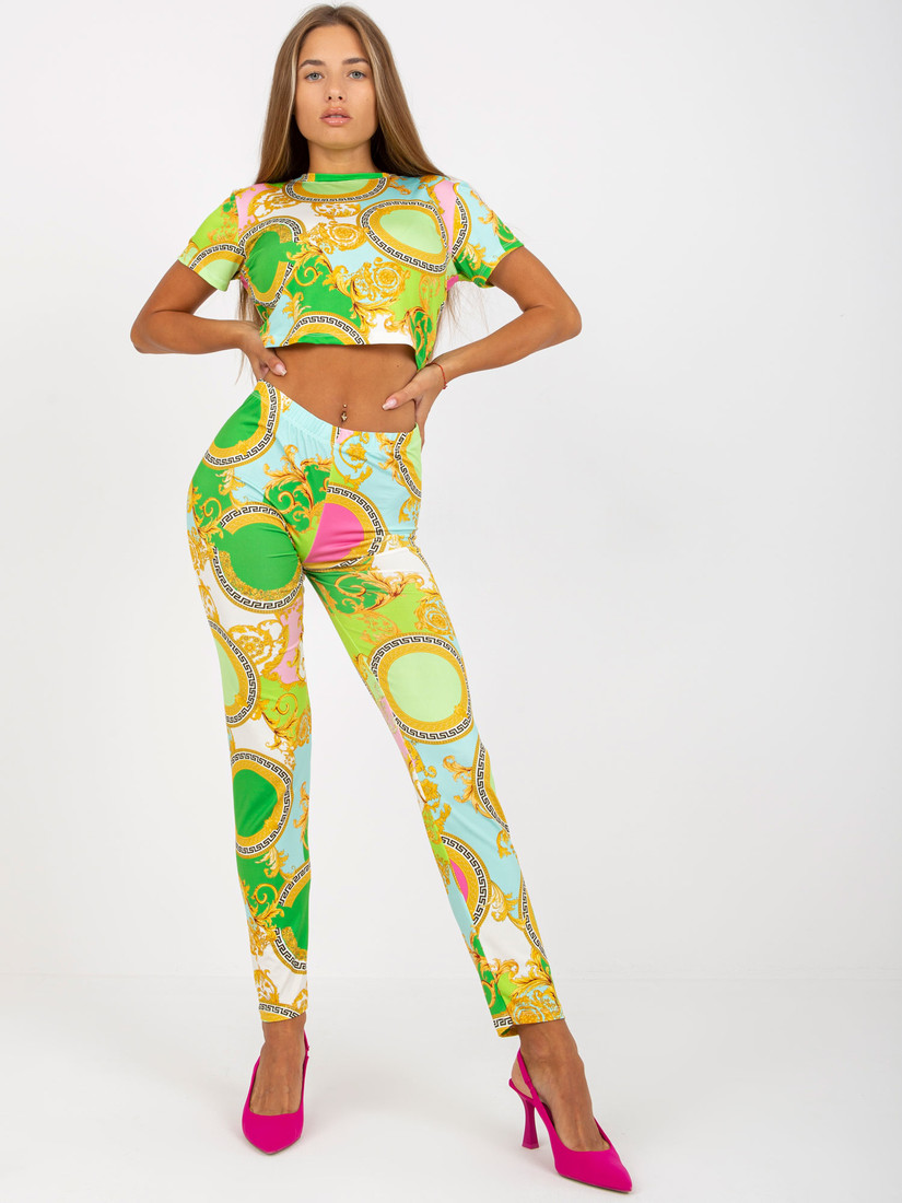 Svetlo-zelený štýlový vzorovaný komplet - UNI