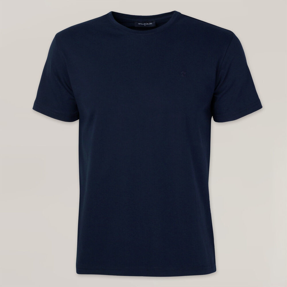 Pánske tričko tmavomodrej farby s hladkým vzorom 15352